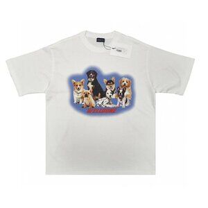 We11done Puppy Print Pure Cotton Round Neck Short Sleeves